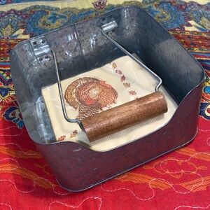 GALVANIZED NAPKIN HOLDER Metal Caddy 6” x 6”